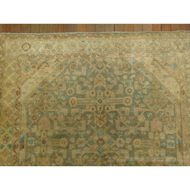 Soft Green Vintage Persian Malayer - 4'2" x 6'8" For Sale - Image 4 of 8