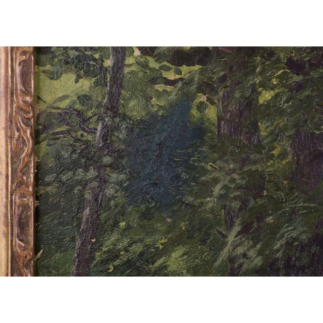 Carl Thiele, Forest Scene with a Lake, 1882, Oil on Canvas, Framed For Sale - Image 6 of 10