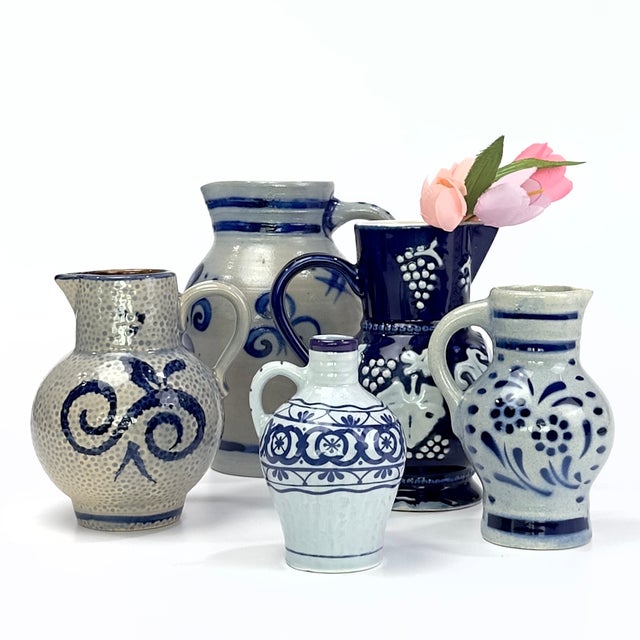Add a touch of timeless European elegance to your home with this stunning collection of vintage blue and white stoneware...