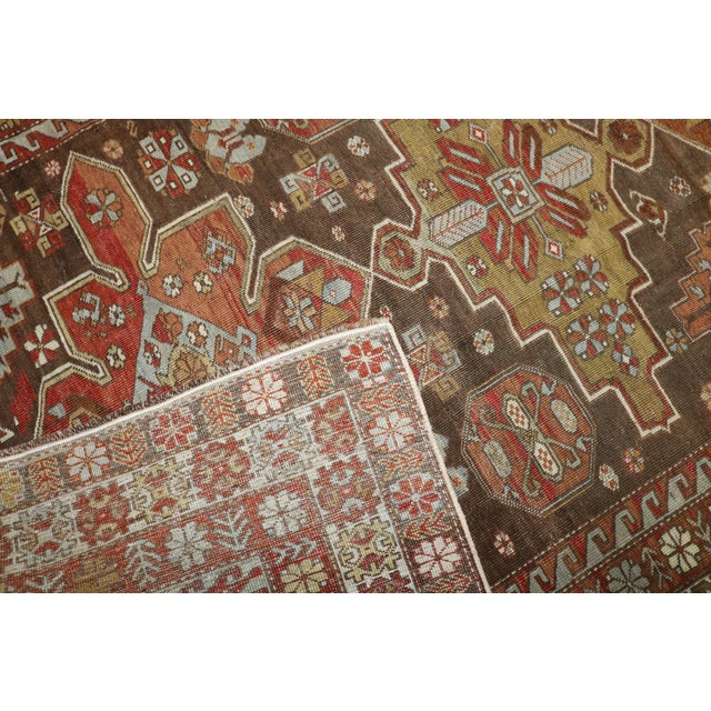 Early 20th Century Zabihi Collection Caucasian Brown Decorative Accent Size Rug - 3'11" x 6'1" For Sale - Image 4 of 9
