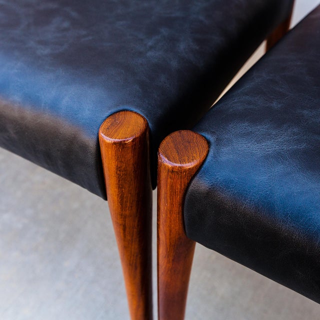 Vintage 1960s Teak & Leather Dining Chairs Attributed to Kai Kristiansen, Danish Mid Century Modern For Sale - Image 10 of 14