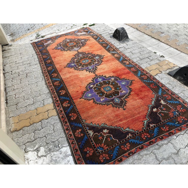 Tribal 1960s Oushak Handmade Wool Runner For Sale - Image 3 of 11