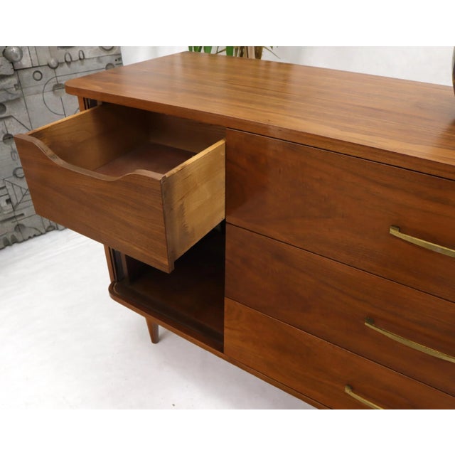 American Walnut Mid-Century Modern Tambour Doors Long Dresser Credenza For Sale - Image 6 of 13