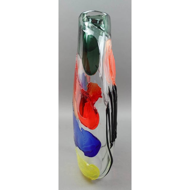 Mid 20th Century Mario Badioli Italy 1940 Signed Murano Art Glass Abstract Face Vase For Sale - Image 5 of 10
