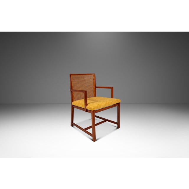 Rare Pair of Mid-Century Modern Cane-Backed Armchairs in Walnut & Bouclé Attributed to Michael Taylor for Baker (New World Collection), Usa, C. 1960s For Sale In Orlando - Image 6 of 18