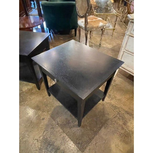 Black Pair of German Biedermeier Black Oak Side Tables For Sale - Image 8 of 9