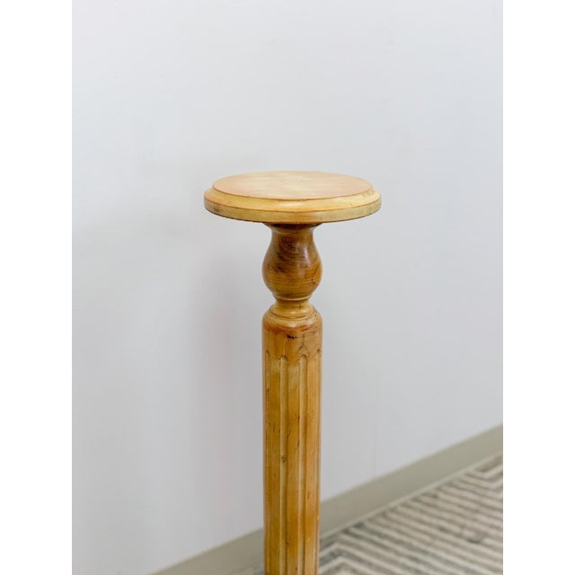 Early 20th Century Italian Style Pickled Pine Pedestal Rustic Antique Farmhouse Plant Stand For Sale - Image 5 of 9