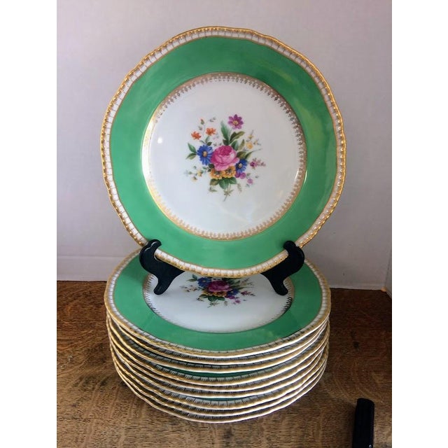 English Porcelain Dinner Plates, Bavarian Plates, Set of Ten For Sale - Image 3 of 10
