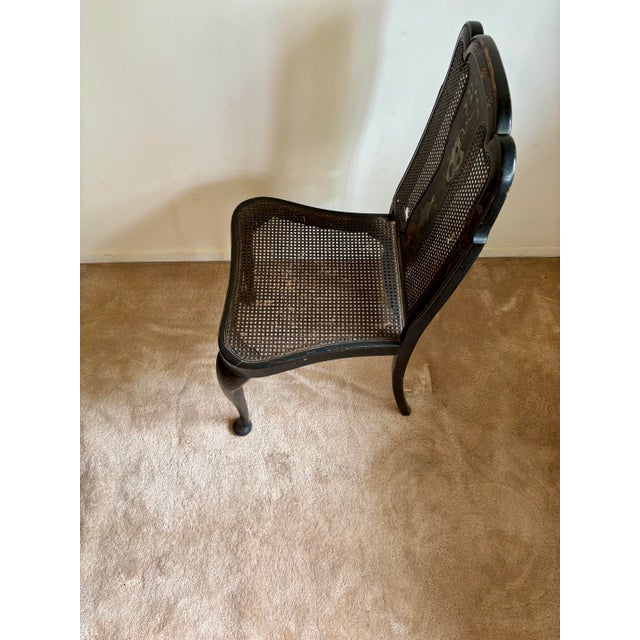 Wood Early 20th Century Black Asian Wicker Chair For Sale - Image 7 of 7