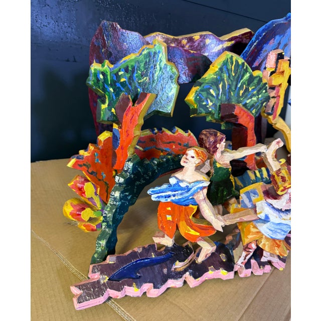 Mimi Gross, Large 3D Sculpture with Hand Painting Construction Mimi Gross Wood Assemblage, 1986 For Sale In Miami - Image 6 of 17