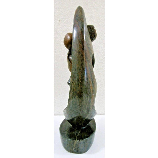 African 1920sLarge Hand-Carved Shona Serpentine Stone Couple Sculptur For Sale - Image 3 of 13
