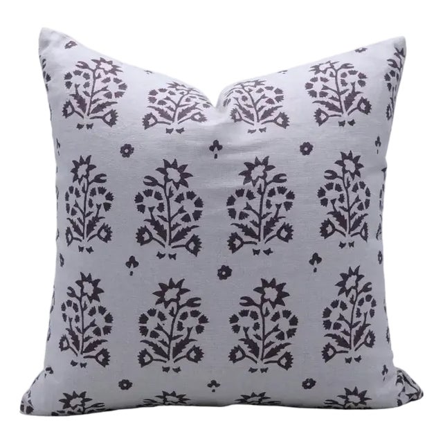 Fabdivine Indian Block Print Cushion Cover 16x16 Inch Pure Linen- Sadabahar For Sale