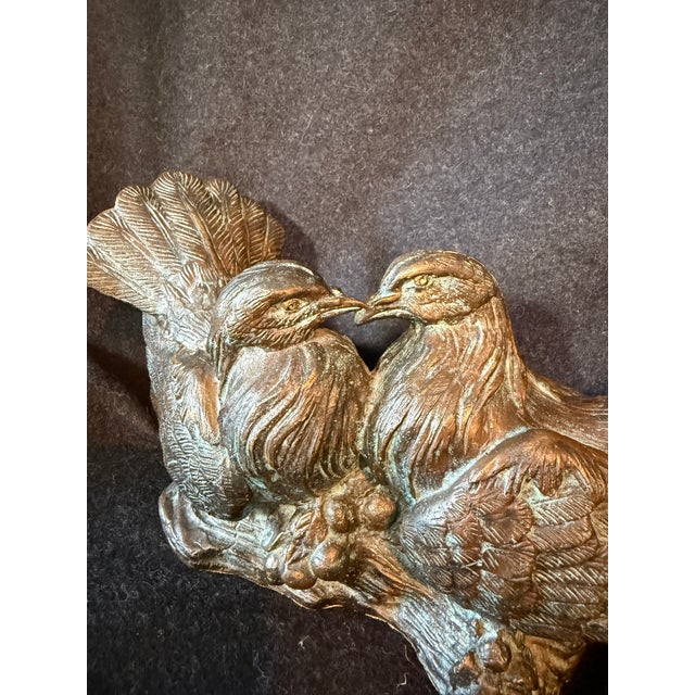 1980s Pigeon Bronze Sculpture Love Birds For Sale - Image 4 of 9