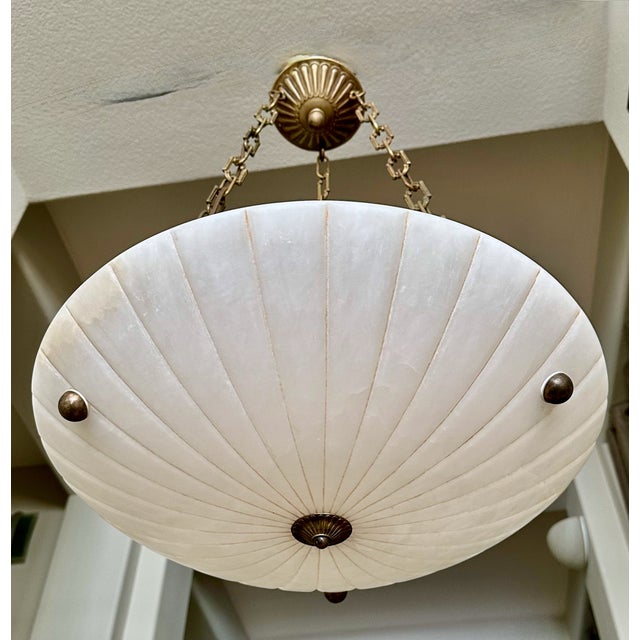Late 20th Century Directoire Style French Alabaster Pendant Chandelier For Sale - Image 9 of 17