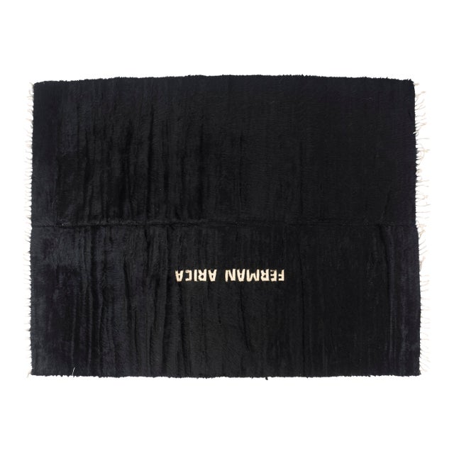 Vintage Black Angora Wool Kilim Rug For Sale