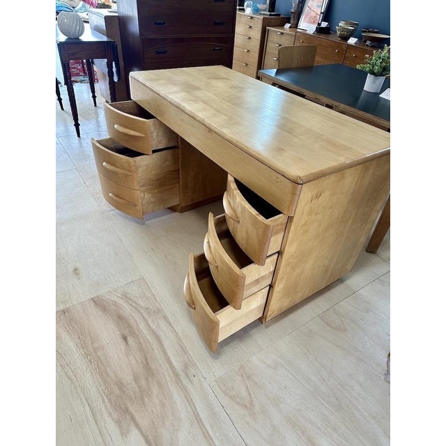 Vintage Heywood Wakefield Kneehole Desk For Sale - Image 9 of 12