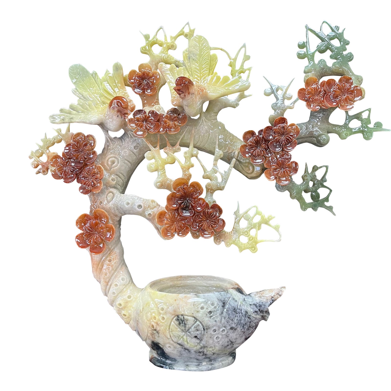 Late 19th Century Tabletop Hand-Carved Multicolor Polished Jade Decor ...