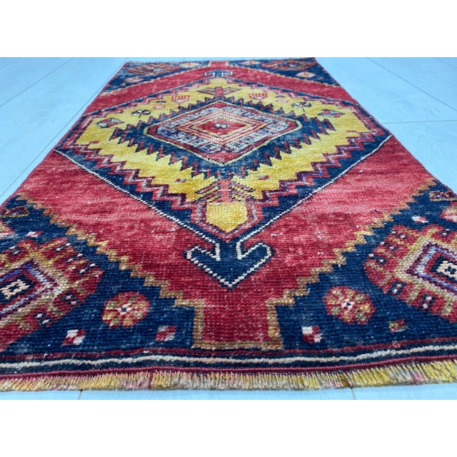 Small Turkish Vintage Door Mat Rug For Sale - Image 4 of 5