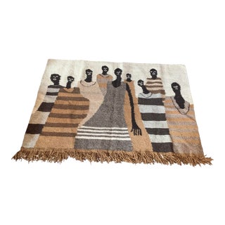 Vintage Masana Handwoven African Wool Tapestry For Sale