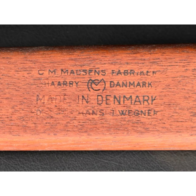 Hans Wegner 'W2' Dining Chairs in Teak and Black Leather for c.m. Madsen - Set of Four For Sale - Image 12 of 12