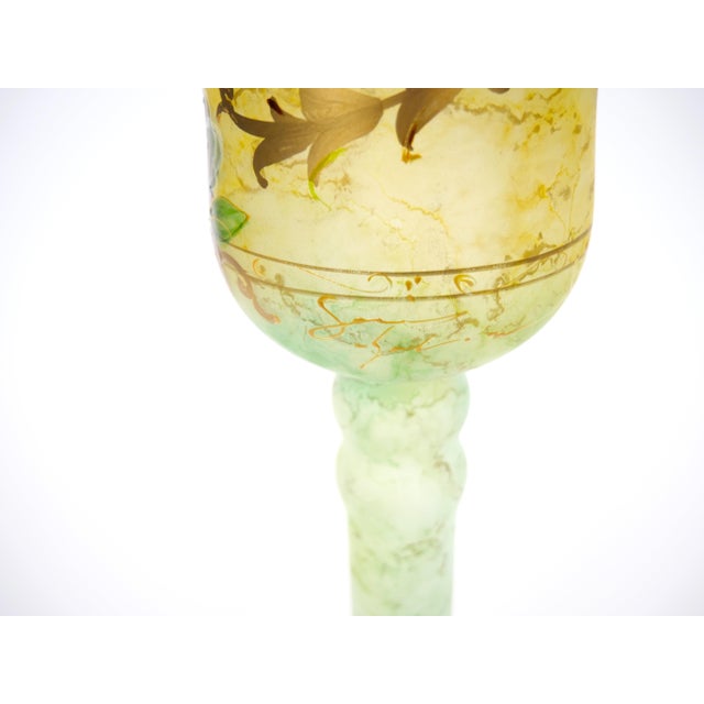 Pair of Mid-Century Modern Italian Venetian Art Glass Gilt & Painted Candlestick For Sale - Image 11 of 13