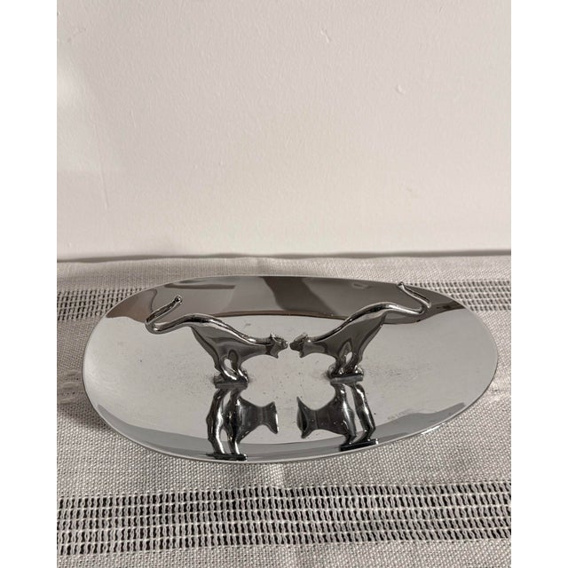 1950s 1950s Chrome Pincherette Fighting Cats Ashtray or Catchall For Sale - Image 5 of 8