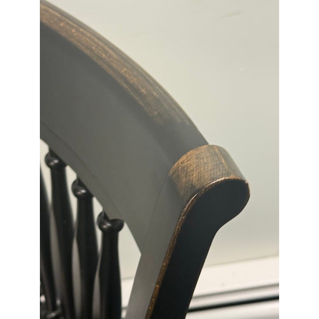 Farmhouse Style Black Painted Dining Chairs - Set of 6 For Sale - Image 10 of 11