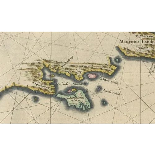 Paper Strait of Magellan Map with Tierra Del Fuego from Blaeu, 1642 For Sale - Image 7 of 11