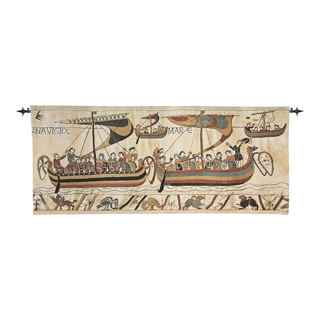 Bayeux - Norman Fleet Loom Woven Tapestry - 37 X 84 Cm (1'2" X 2'9") - Requires Rod Size 2 For Sale