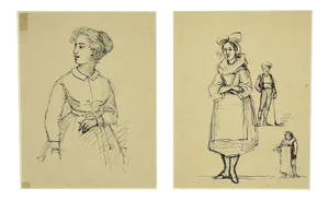 Gobaut Gaspard - Studies of Figures - Original Pen on Paper - 1850s
