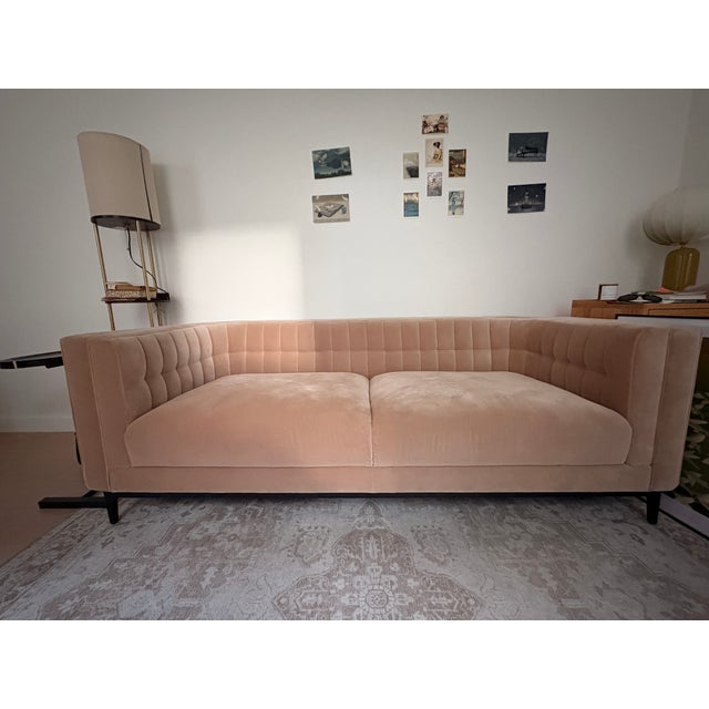 Less than 1 year old Ambroise 80 inch sofa from CB2. Mid-century modern style with slightly curved back and tufted /...