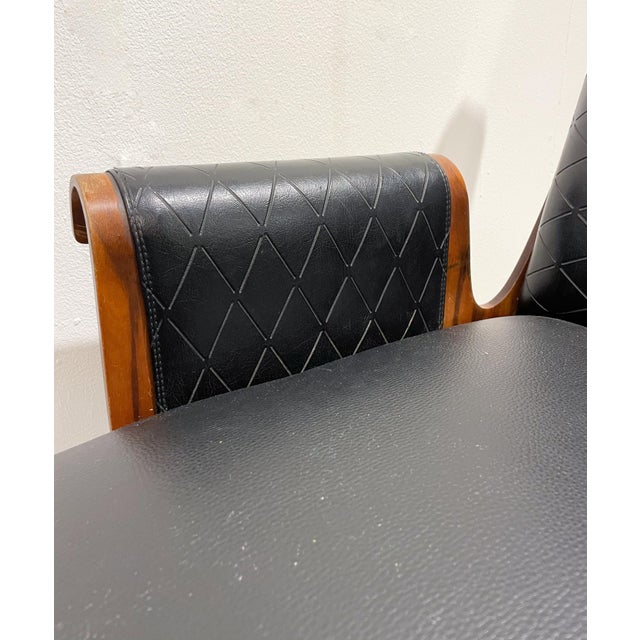 Set of Mid-Century Modern Armchairs in Walnut and Vegan Leather, Italy, 1960s For Sale - Image 3 of 9