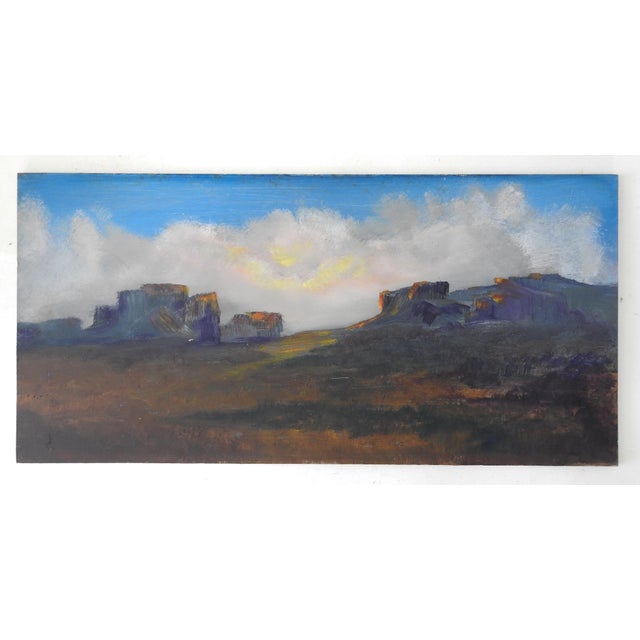 Rustic Late 20th Century Plein Air Southwest Sunrise Landscape Painting For Sale - Image 3 of 3