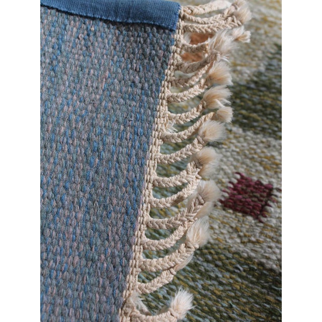 Mid-Century Modern Swedish Geometric Wool Kilim Rug by Karin Jönsson, 1960 For Sale - Image 4 of 9