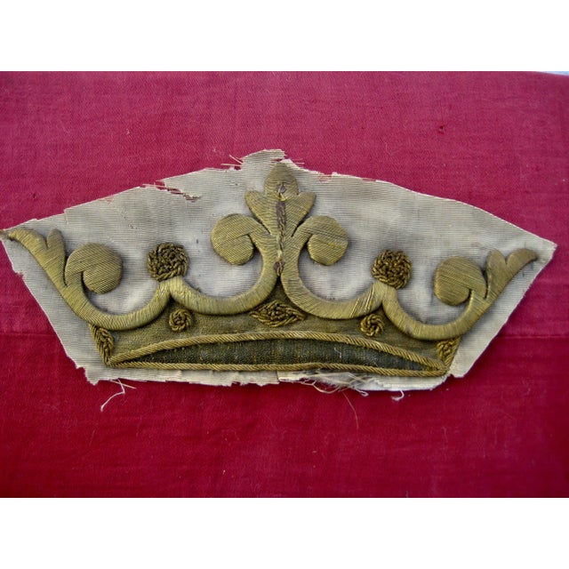 Early 19th Century Gold Embroidery Fragment of Crown From a Banner For Sale - Image 9 of 9