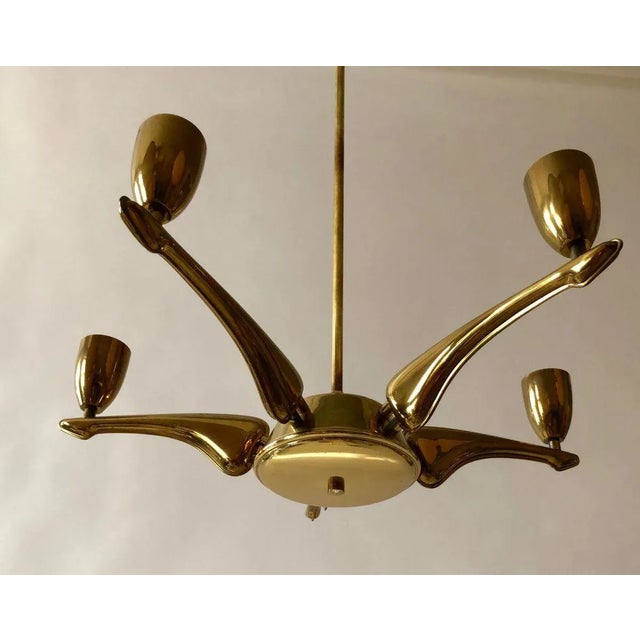 Gold French Brass Chandelier, 1950s For Sale - Image 8 of 12