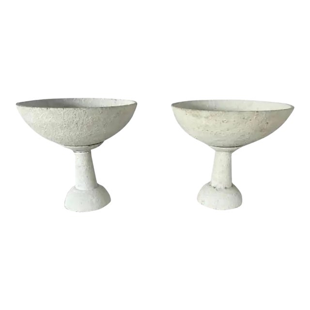 Cast Stone/Pottery Planters, a Pair, in the Style of Willy Guhl For Sale