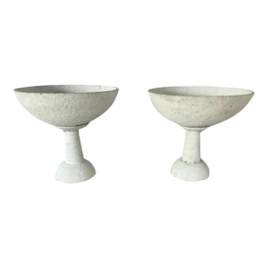 Cast Stone/Pottery Planters, a Pair, in the Style of Willy Guhl