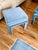 Baby Blue Mid 20th Century Reupholstered Vintage Parsons Style Ottomans - A Pair For Sale - Image 8 of 11