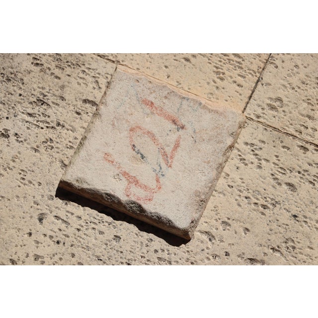 Antique 18th Century Blue and White Portuguese Tile Depicting a Foot on a Rocaille Ribbon For Sale - Image 9 of 9