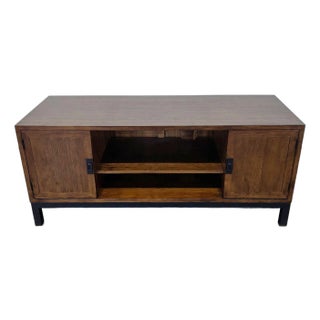 Wood Media Console on Metal Base For Sale