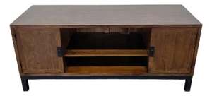 Wood Media Console on Metal Base
