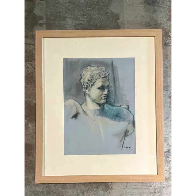 Vintage Framed Classical Bust Study on Paper For Sale - Image 4 of 12