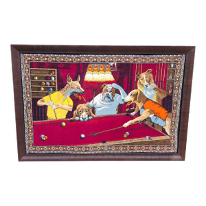 1970s "Dogs Playing Pool" Tapestry Wall Hanging by Arthur Sarnoff