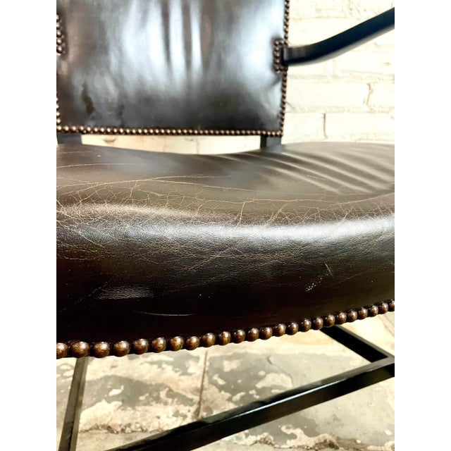 Brown Dessin Fournir Leather Dining Arm Chairs- A Set of 8 For Sale - Image 8 of 10