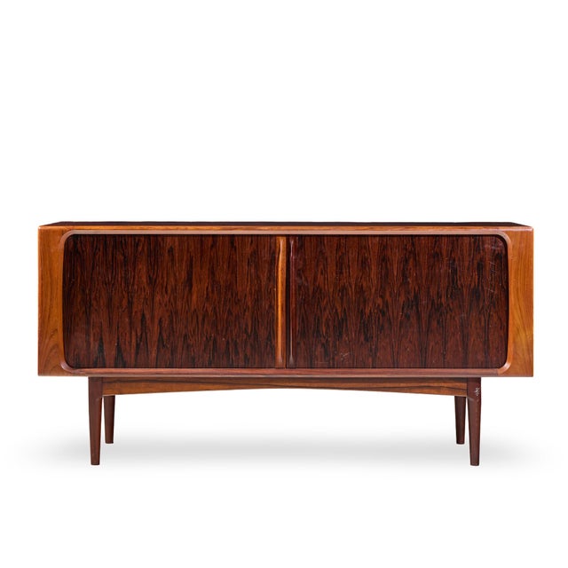 Bernhard Pedersen Mid Century Danish Rosewood Tambour Door Credenza With Hutch For Sale - Image 10 of 13