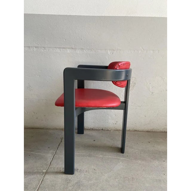 Mid-Century Modern Italian Faux Leather Chair in the style of Augusto Savini For Sale - Image 4 of 12