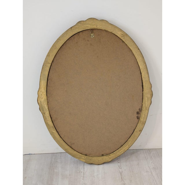 Metal Large Vintage Minimalist Oval Mirror in Gold Brass Frame, 1975 For Sale - Image 7 of 9
