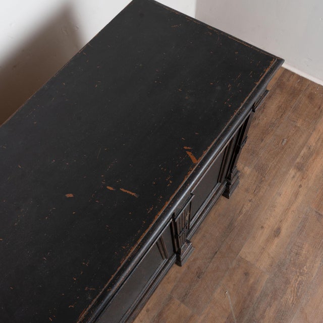 Wood 19th Century Swedish Black Painted Pine Sideboard Buffet For Sale - Image 7 of 15