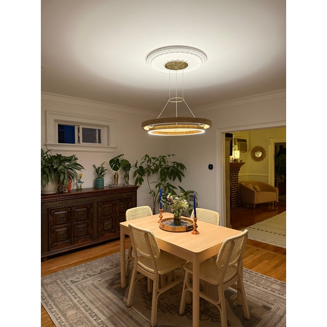 Visual Comfort Grace 48 Chandelier Hand-Rubbed Antique Brass and Natural Oak Includes 120-volt, 123.6 watt, 4623 total...